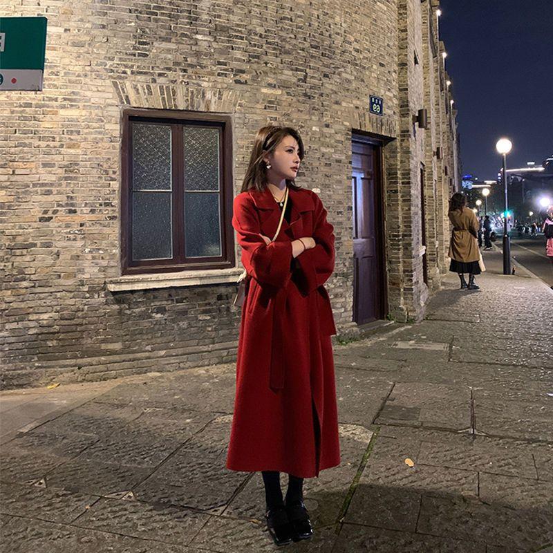 New Ladies Autumn and Winter New Double-faced Wool Long Woolen Coat High-grade Woolen Coat Woman Clothes