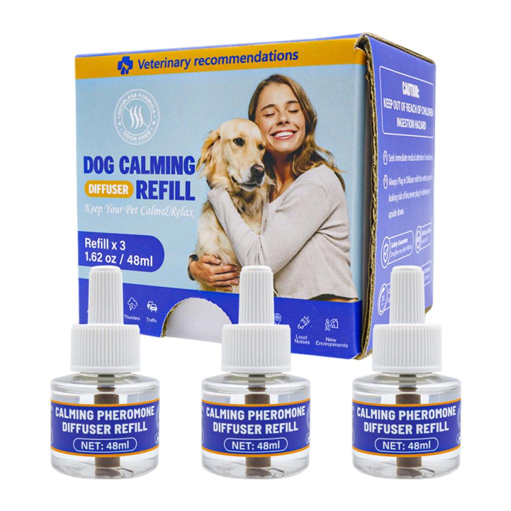 Pet Calming Diffuser, 3 In1 Pet Pheromones, Relaxing Pheromones For Pet Relief Stress Anxiety Reduce Aggression Barking, 1 Refill,48ml Per Bottle