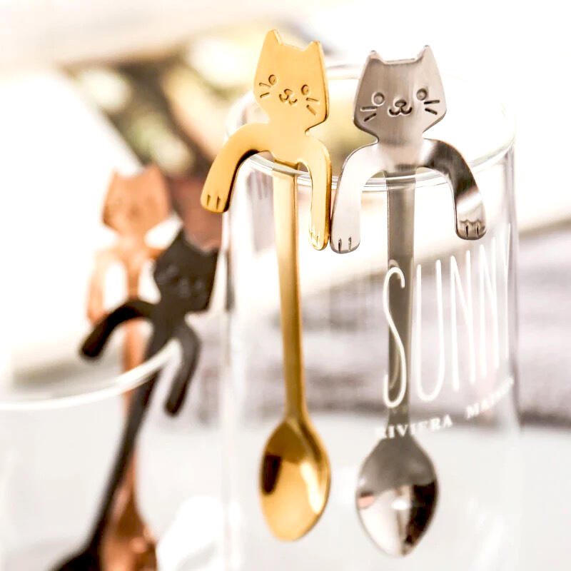 Подставка для чашки в виде руки кошки Короткая кофейная чайная ложка 11,8 см DD-11465