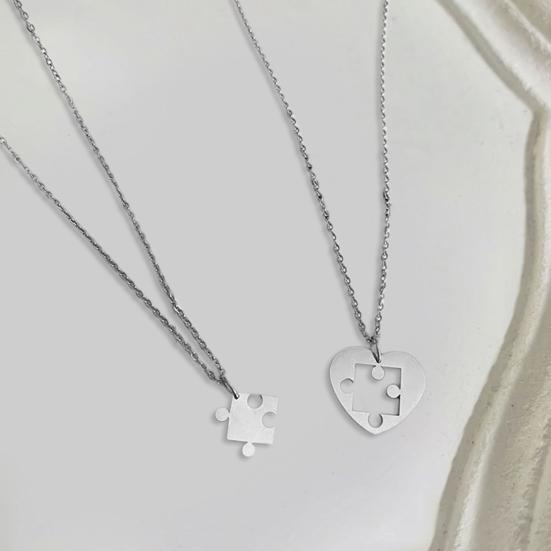 1 пара ожерелья для пар в стиле панк, выдалбливают соответствующие гальваники, значимый подарок, ювелирные изделия, ожерелья с подвеской-головоломкой для пары для свиданий