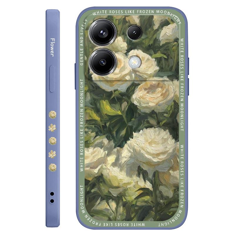 Элегантный белый чехол-накладка с розой для Xiaomi Poco F7 X7 X6 F6 M6 M5 M5S F5 X5 F4 X4 M4 F3 M3 X3 Pro 4G 5G GT Силиконовый чехол