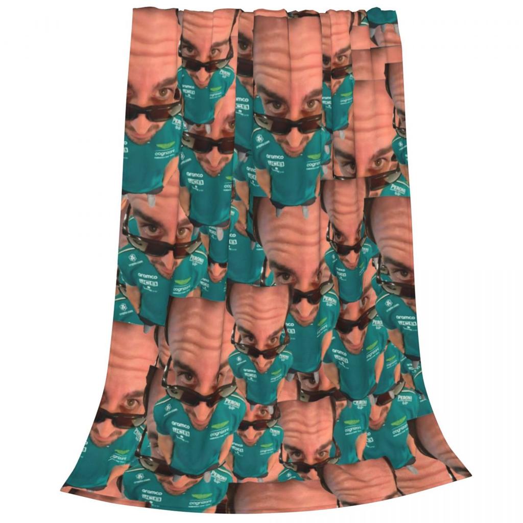 Fernando Alonso Funny Head Blankets Fleece Textile Decor Breathable Warm Throw Blankets for Bed Travel Rug Piece