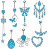 Stainless Steel Butterfly Hypoallergenic Navel Navel Navel Ring Japanese And Korean Blue Series Simple Fashion Sexy Goddess Jewelry