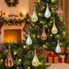 4Pcs Stripe Christmas Hanging Balls Glitter Christmas Ornaments Christmas Tree Decor