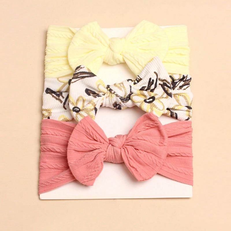 3Pcs new children's headscarf, baby cute bow headband combination, comfortable baby headband.