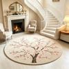 French Style Bedroom Decor Round Carpet Fluffy Soft Carpets for Living Room Thicken Plush Lounge Mat Flower Pattern Washable Rug