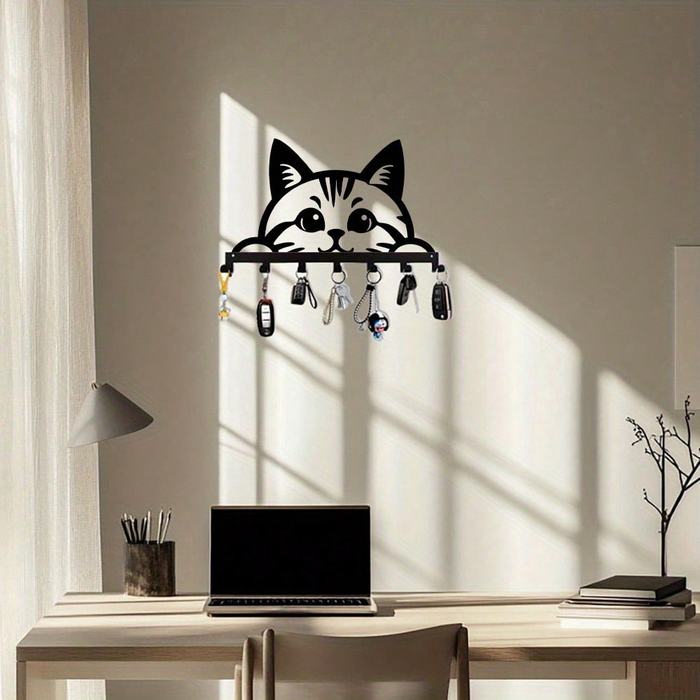 Металлические крючки для ключей на кошачью тематику, настенное хранение, не ржавеют, домашний декор