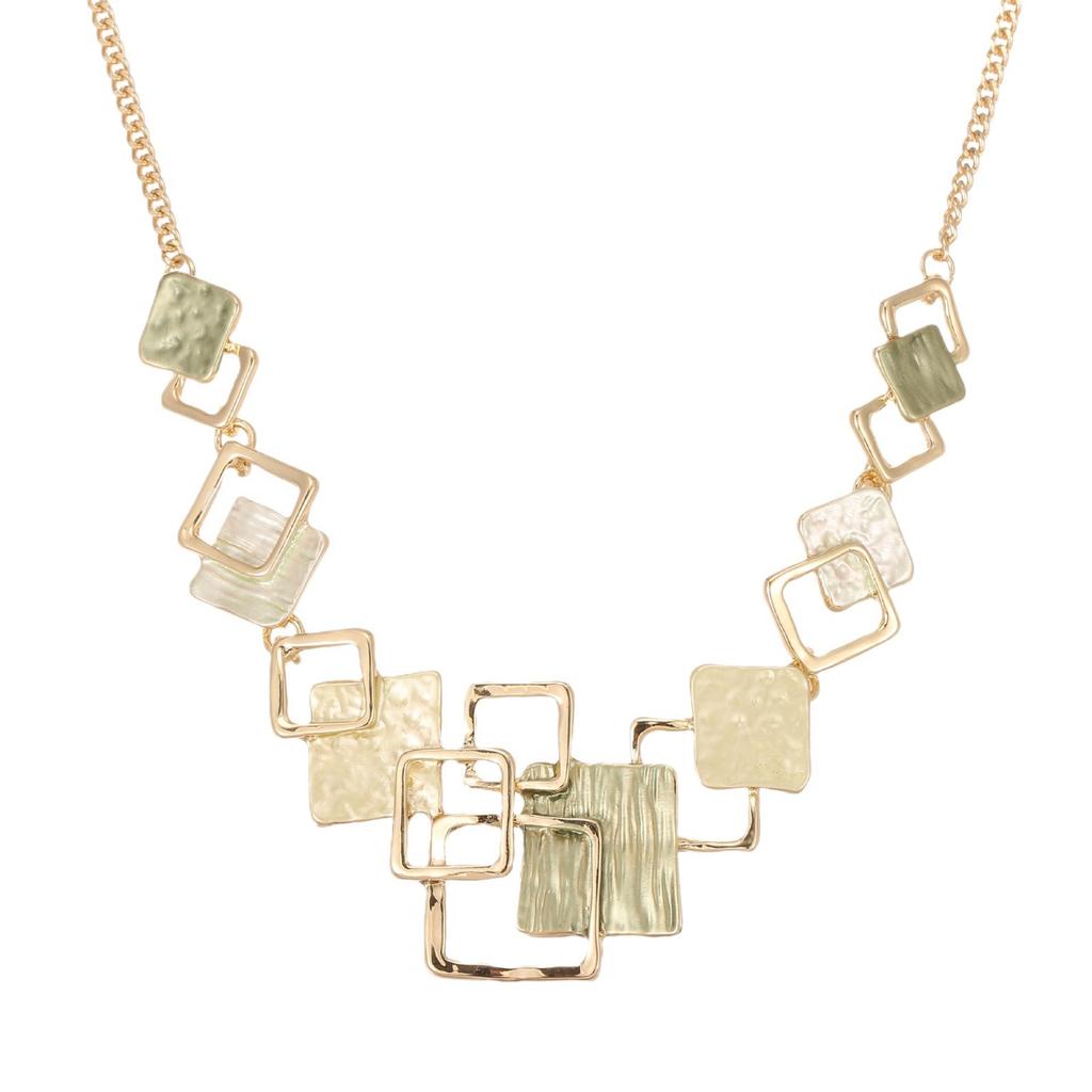 Трансграничный новый цветной набор геометрических квадратных серег-гвоздиков, браслета и ожерелья, высококлассный женский ювелирный набор