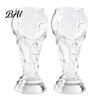Football Celebration Mug 2Pcs Trophy Beer Mug, Clear Tall Glass, Football-Themed Stein, Sports Fan Glass Drinking for Game Day Parties BBQ Bar