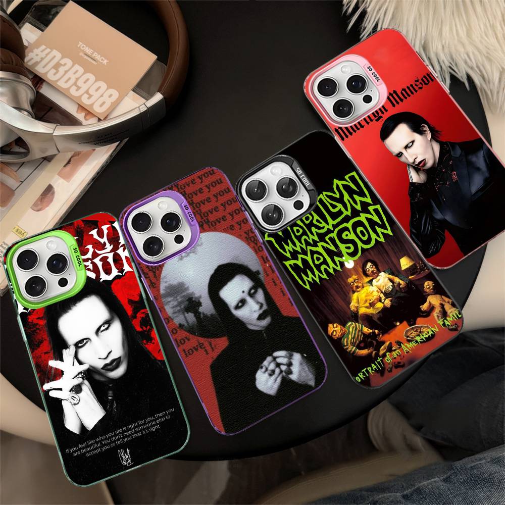 Чехол для телефона Marilyn Manson Rock Band Для IPhone 16 15 14 13 12 11 Pro Max 17 Plus Цветная крышка