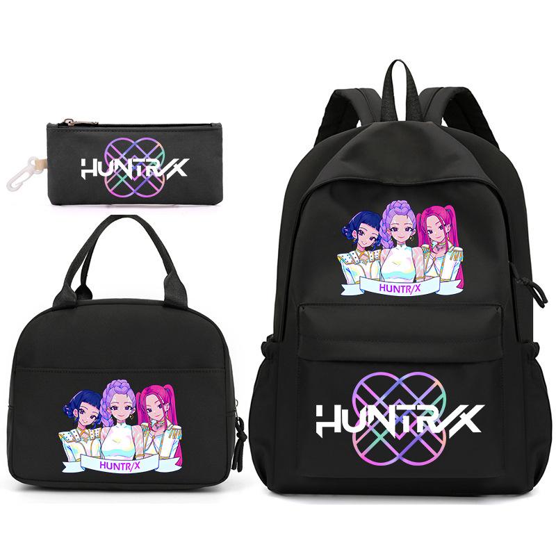 Kpop Korean Version Peripheral Printing Backpack Lunch Bag Casual Pencil Bag Primary And Secondary School Student Schoolbag Set