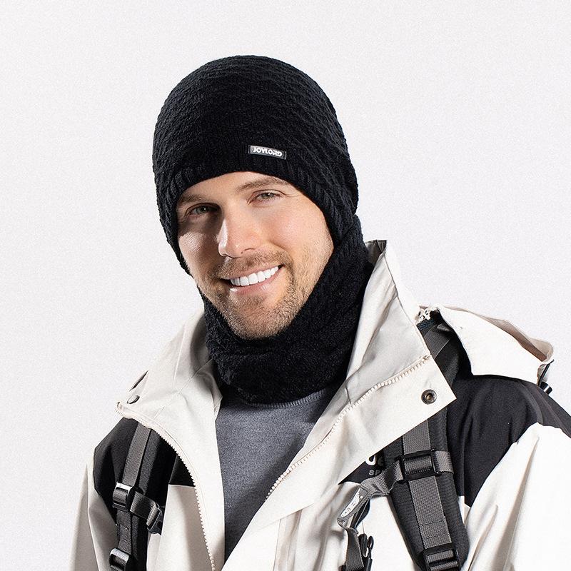 Зимняя вязаная шапка, шарф, комплект из двух предметов для мужчин и женщин, уличная защита ушей, бархатный теплый пуловер, шерстяная лыжная шапка, шапочки Skullies