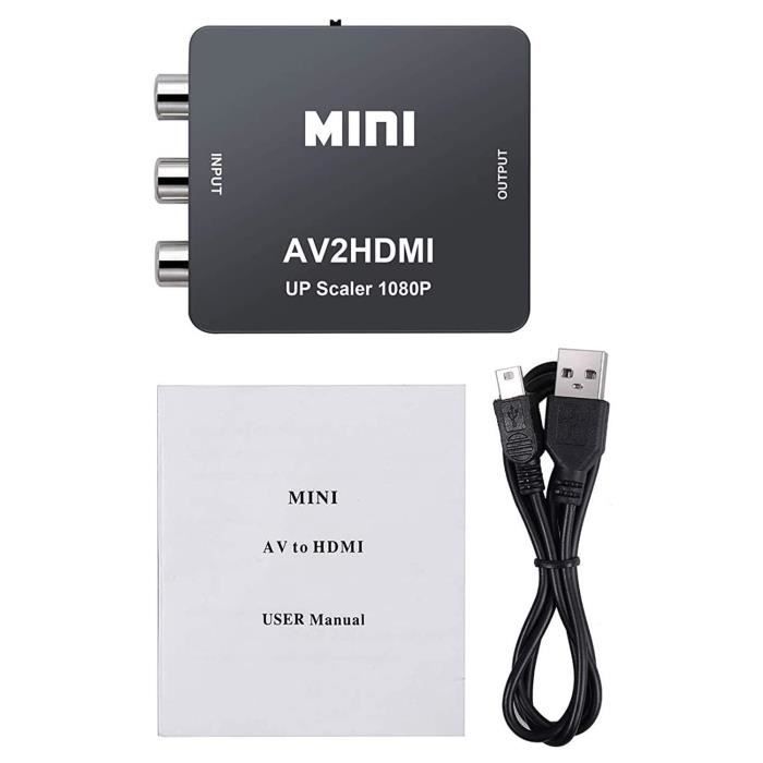 Adaptateur RCA vers HDMI - Zamus - Mini AV - 1080P - Compatible PS2 et Wii - Noir