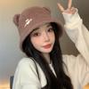 New Autumn and Winter Hat for Women Cute Little Bear Imitation Lamb Velvet Fisherman Hat Warm In Winter To Show The Face Small Pot Hat Trendy