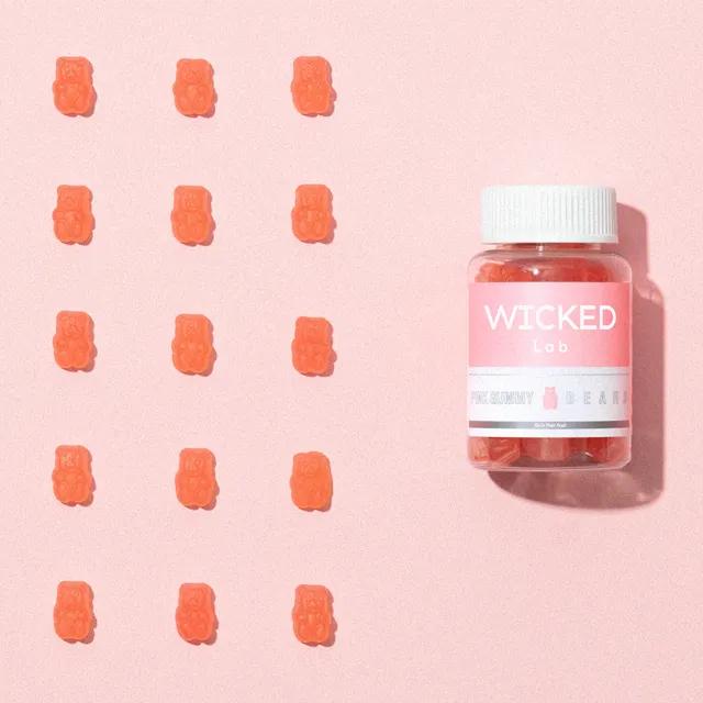 Wicked Lab Розовый Мишка Жевательный 2 Бутылки Высококонцентрированный Биотин Мультивитамины Овощное Веганское Желе (80 мармеладок) (+ Пенопластовая наклейка)