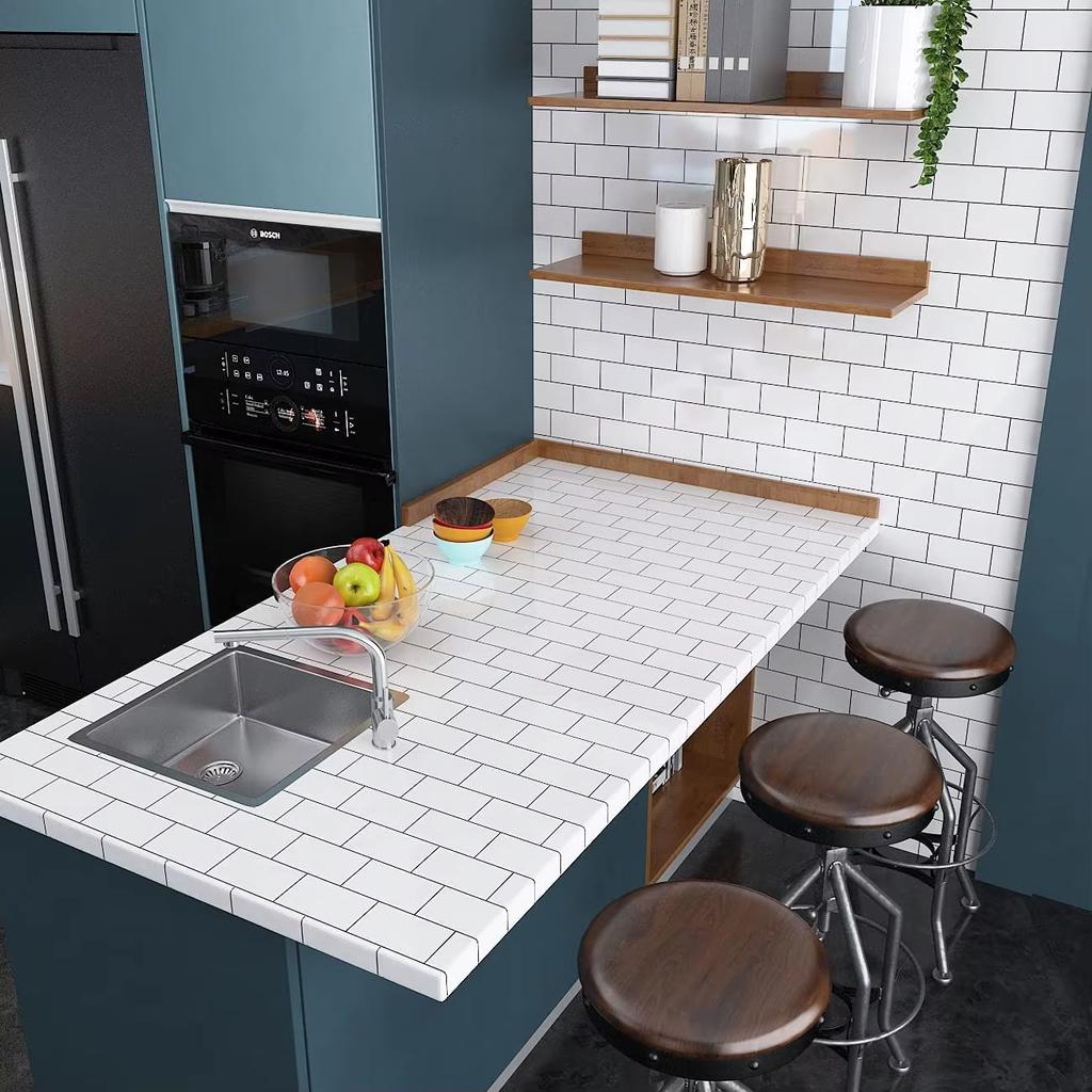 Наклейка на стену из белого кирпича для кухни, водостойкая, самоклеящаяся, устойчивая к высоким температурам, имитация плитки, обои