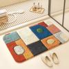 VIKAMA Modern Art Entrance Rug Colorful Circle Block Pattern Non Slip Washable Indoor Front Porch Floor Carpet