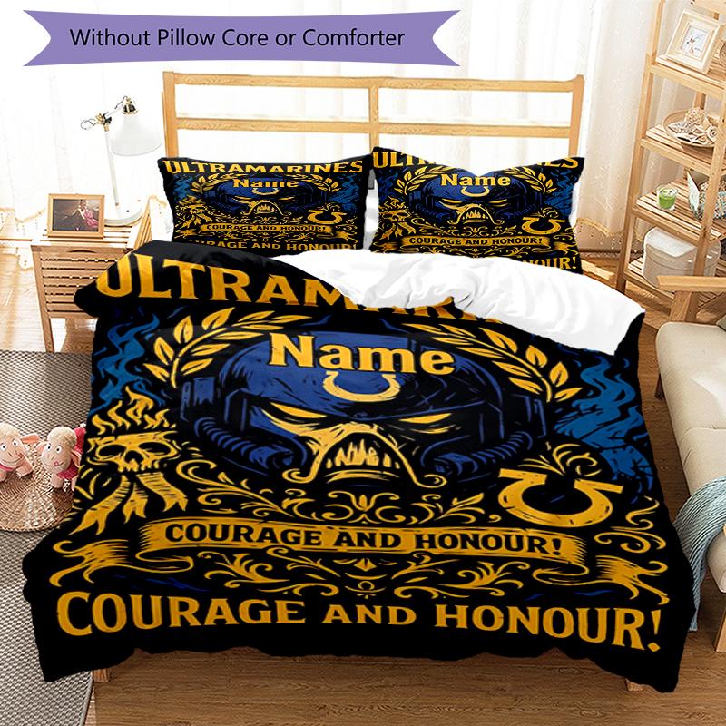 3Pcs Custom Name Warhammer 40K Bedding Set Duvet Cover Closure Includes 1Duvet Cover 2Pillowcases Soft And Comfortable For All Seasons