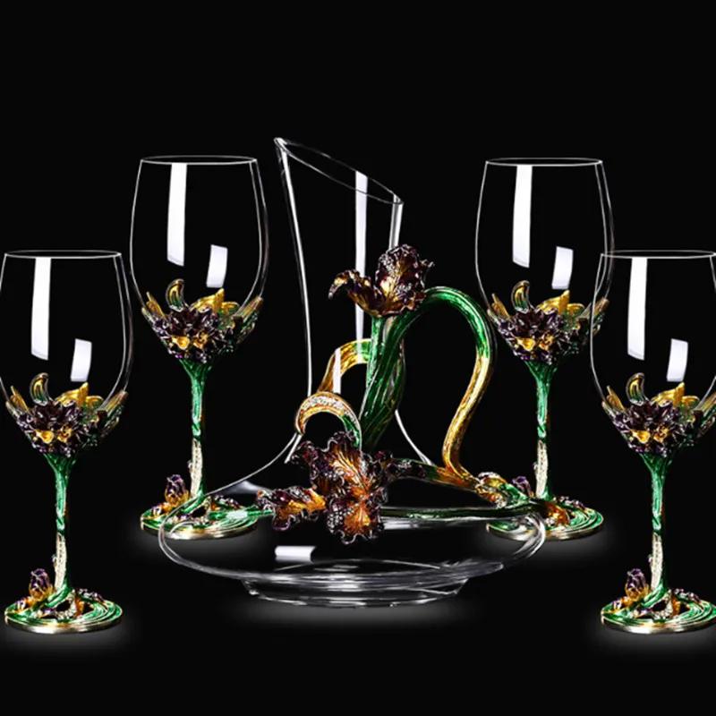 Glass Red Wine Goblet European Style Wine Rack Home Decoration Wine Glasses Suit Wedding Gift