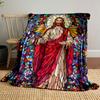Jesus Stained Glass Pattern Blanket bedroom Blanket for Livingroom Couch lunch break Soft throw for Friend's festival Gift