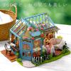 moin moin Dollhouse Miniature Handmade Kit Set Tea House with Rose Tea Flowers Flower Shop Vinyl House Cafe UK Light Acrylic Case Music Box Set