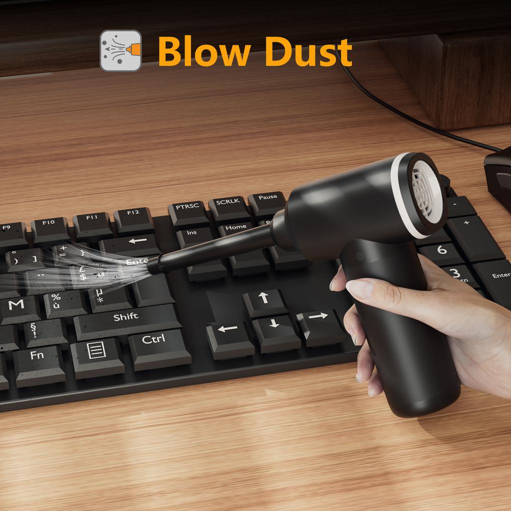 100000 RPM 6000mAh Wireless Air Duster Dust Blowing Gun 2 In 1 Air Blower and Vacuum Cleaner Cordless Duster Blowers