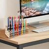 Wooden Brush Holder Desk Pen Storage Rack Large Capacity 75 Holes Paint