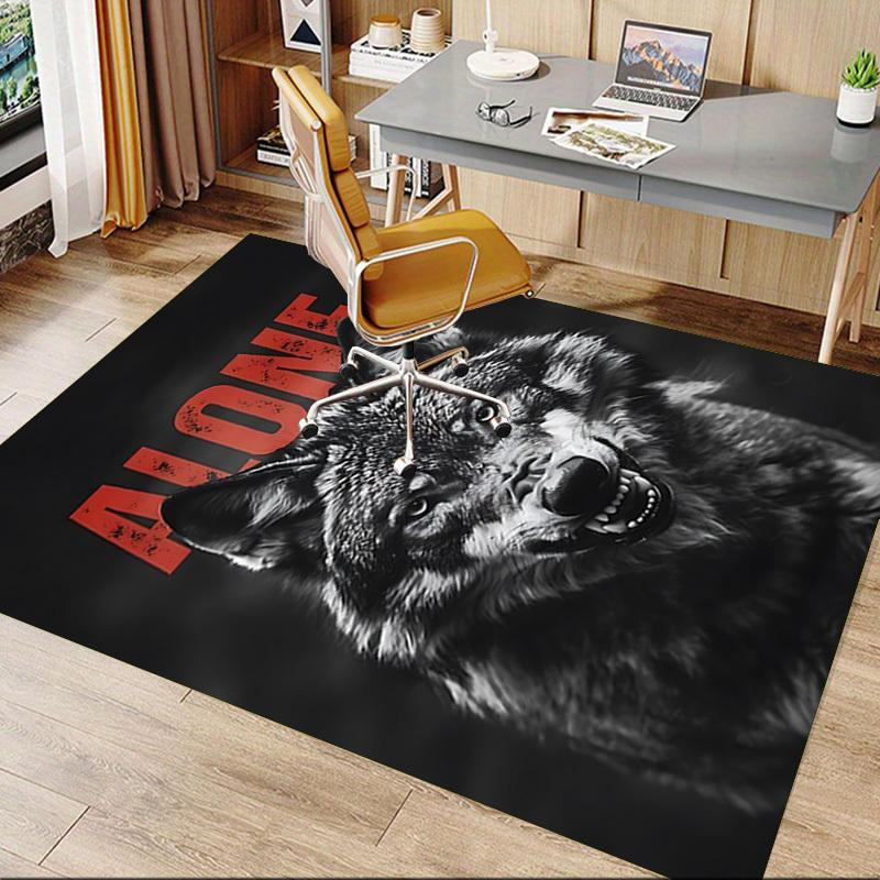 1pc wolf alone Carpet Anti Slip Polyester Floor Mat for office.Bedroom