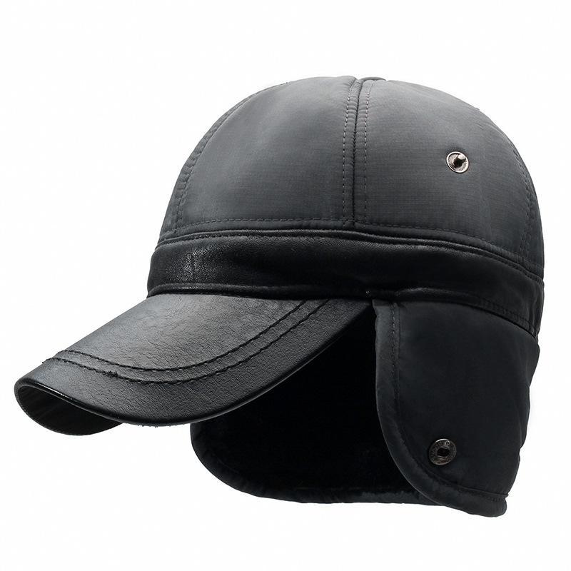 Зимняя пушистая бейсболка для защиты ушей для мужчин среднего и пожилого возраста, утепленная, ветрозащитная, утепленная, ветрозащитная шапка-бомбер