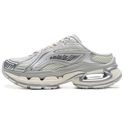 Li Ning Lijun BOW Мюли Модные Удобные Трендовые Универсальные Шлепанцы с закрытым носком Женские Шлепанцы Серый Бежевый Серебристый AZGU184-1