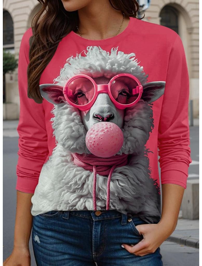 Модная 3D-печать с забавным рисунком кота, футболка с длинным рукавом и круглым вырезом, женская одежда, повседневная одежда, женская одежда в стиле Харадзюку, пуловер