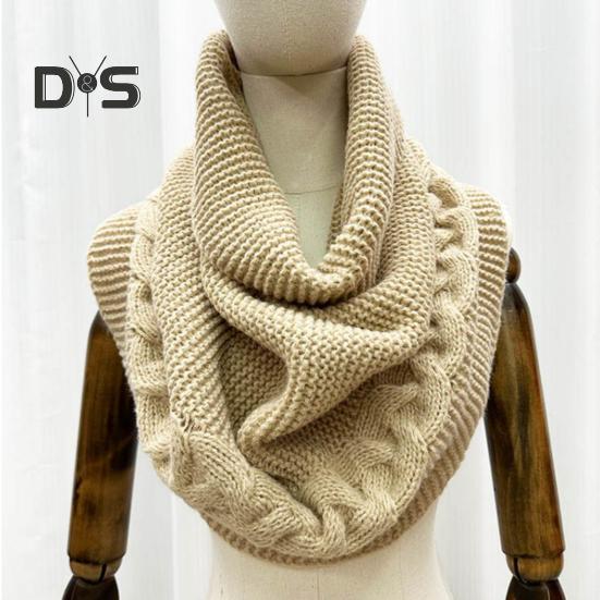 Winter Wool Knitting Scarf Women Men Solid Color Dual Use Shawl Scarf Twist Texture Versatile Warm Hat Scarf