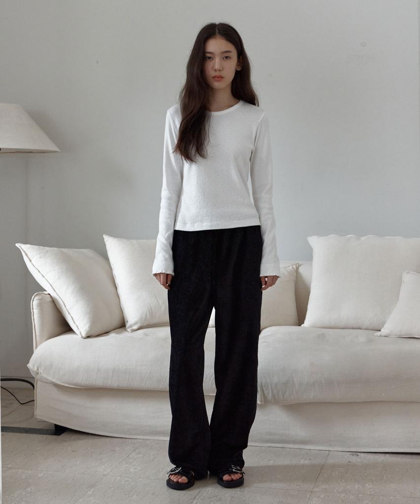 38COMEONCOMMON Pointelle Slim Cotton Tee (White)