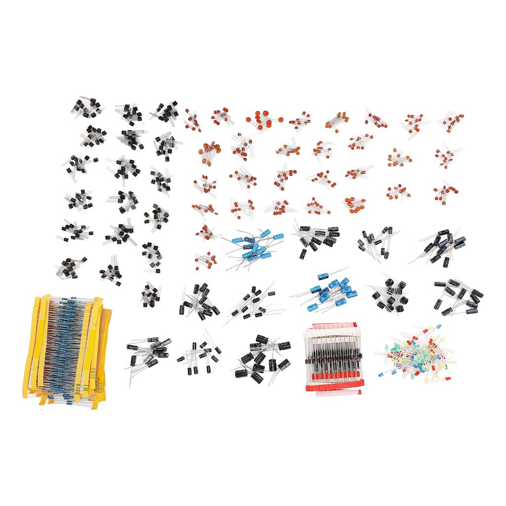 Набор 1400 шт. Электронные компоненты Металлопленочный резистор Керамический Электролитический конденсатор Транзистор