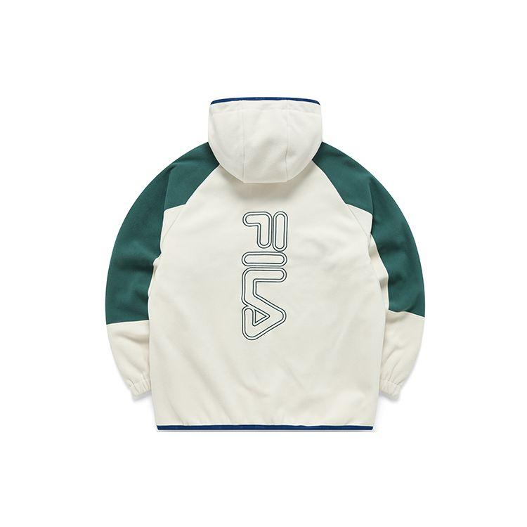 Fila Fusion Спортивная свободная толстовка с логотипом, с молнией до середины, Color Block Мужские худи Молочно-бежевый T11M213705FBG