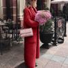 Temperament Lapel Вязаный кардиган Collage Solid Color Длинный женский вязаный свитер