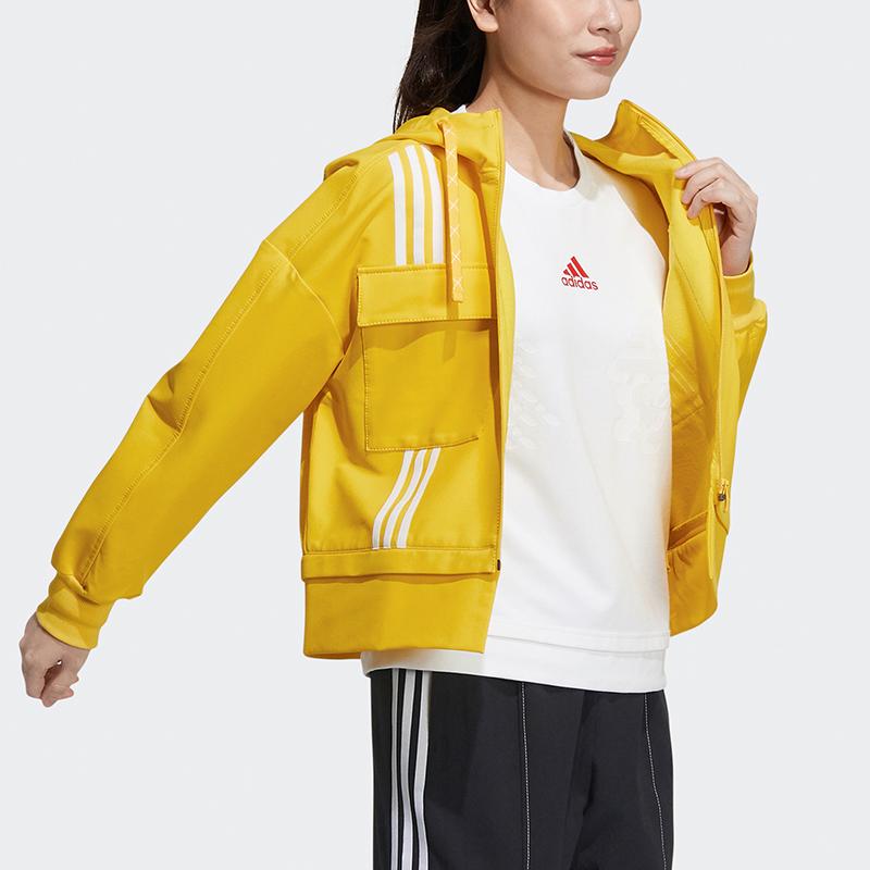 Adidas Повседневная спортивная куртка на молнии с капюшоном Женские куртки Желтый GP0627
