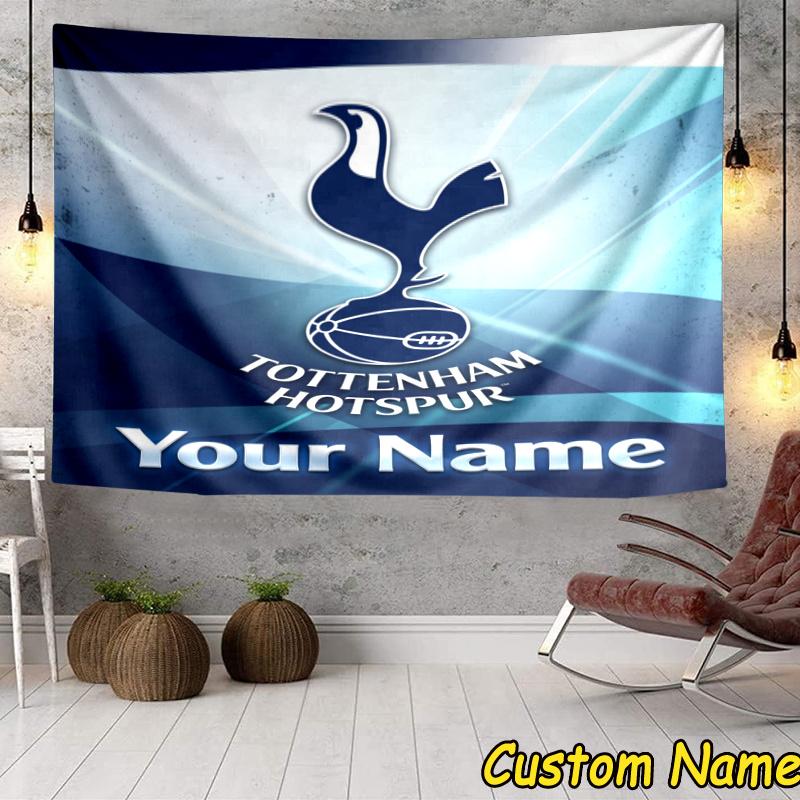 Custom Name Tottenham Hotspur Crest Tapestry Accessories for Bedroom,Livingroom, dormitory Room Wall Hanging Decor, Fan Birthday Gifts