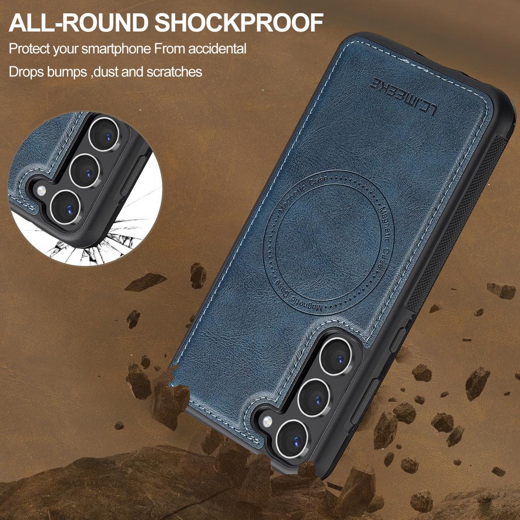 LC.IMEEKE For Samsung Galaxy S23+ Magnetic Case Compatible with MagSafe Leather TPU Back Cover