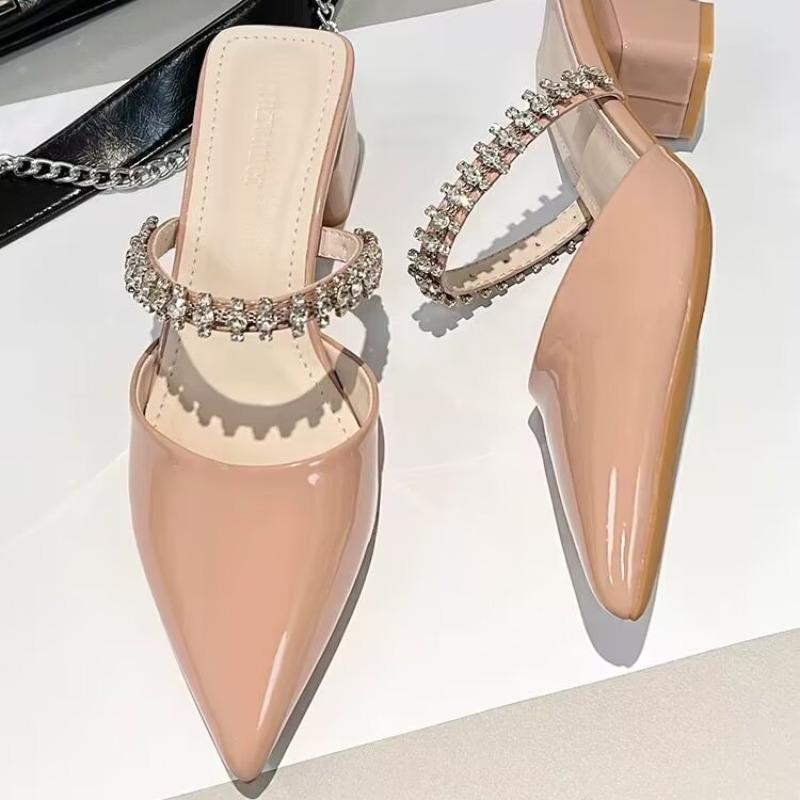 Женские тапочки нового стиля Высококачественная обувь на плоской подошве Повседневная отделка стразами Роскошная дизайнерская женская обувь Zapatos Mujer