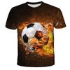 Летняя модная 3D футболка для мальчиков и девочек, мужская футбольная футболка с принтом «Огонь», забавная футболка для мальчиков и девочек, подростков, детей, топы
