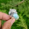 Mothers Day Sale Natural Larimar Wife Solitaire Ethnic Ring Jewelry 925 Silver