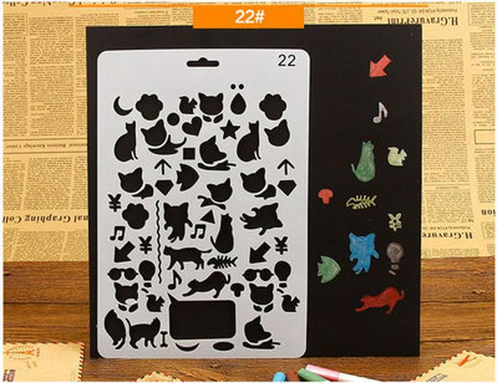 Инструменты для самостоятельного украшения альбомов: Тематическая кружевная линейка, полые шаблоны для домашних животных и принадлежности для рисования