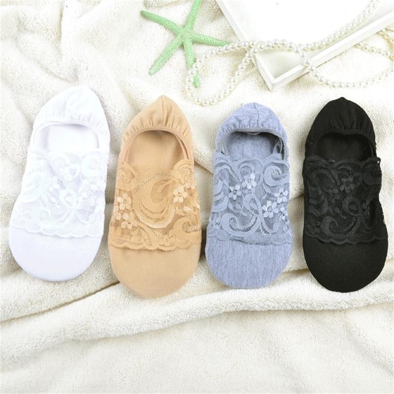 3 Pairs 5 Color Fashion Women Girls Summer Socks Sweet Lace Flower Pattern Short Sock Invisible Ankle Socks Cotton