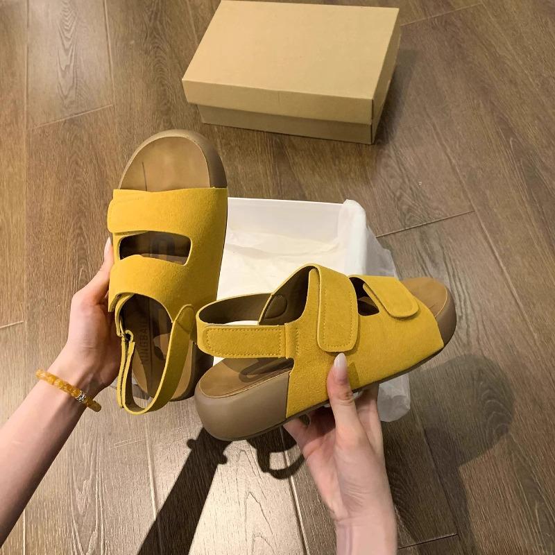 Super Soft Sheepskin Platform Sandals Women's Summer Wear New Models Are Not Tired and Versatile Beach Shoes