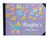 Сувенир Darling Blue Seamless Heart & Baby Objects Персонализированная печатная гостевая книга Baby Shower Scrapbook-7 x 9