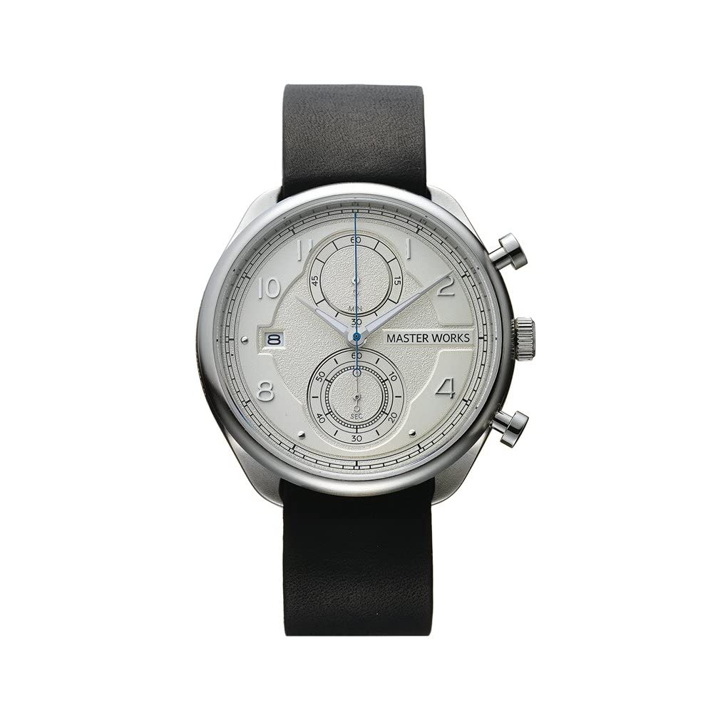 MASTER WORKS Quattro 002 MW07SI-EDBKG8 Мужские часы, Сделано в Японии, Кварцевый механизм, 41 мм, Кожаный ремешок, Хронограф, Черный