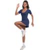 Womens Solid Color Low-Cut Tennis Bodysuit With Skirt Running Gym Golf Sportswear