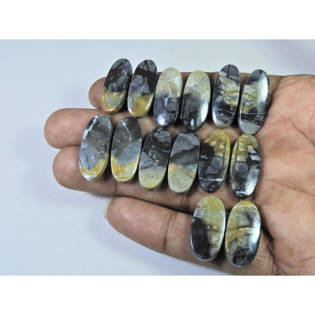 21-26MM Natural Picasso Jasper Matched Pair Oval Cabochon Gemstone 7Pair Lot C-793