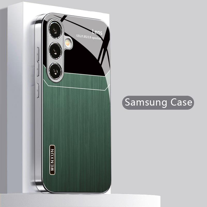 Зеленый Мох Металлический Узор 2D Чехол для Телефона для Samsung S26 S25 S24 S23 S22 S21 S20 A56 A36 A16 - Гальванизированное Стекло Защитная Крышка